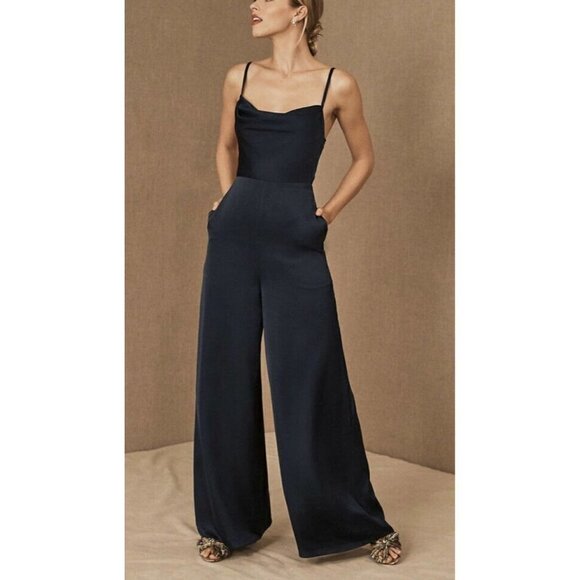 BHLDN Fame & Partners Isabella Jumpsuit Navy Women's Size 0 - Picture 1 of 13